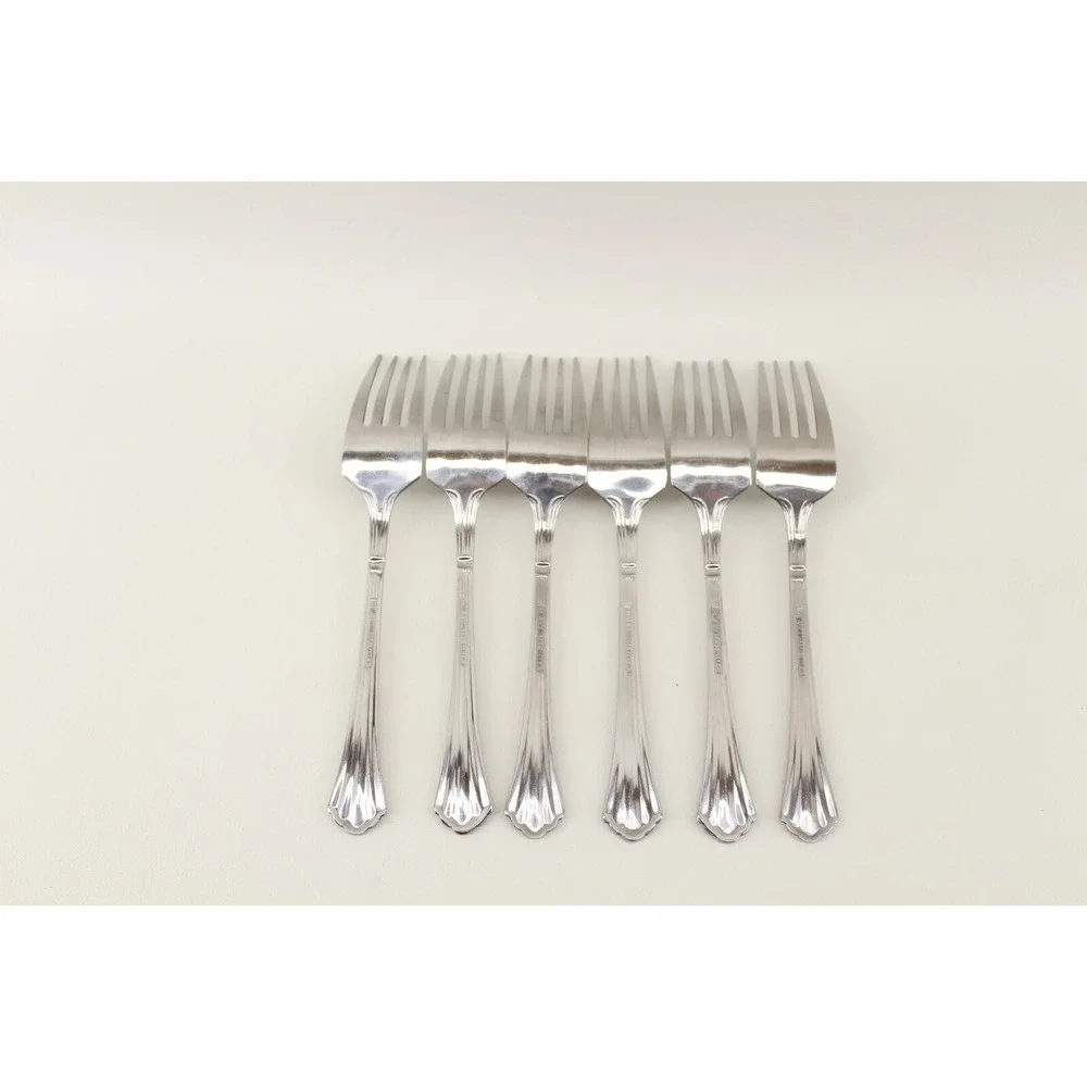 Vintage Estia Stainless Dorian Salad Forks -‎ Lot of 6